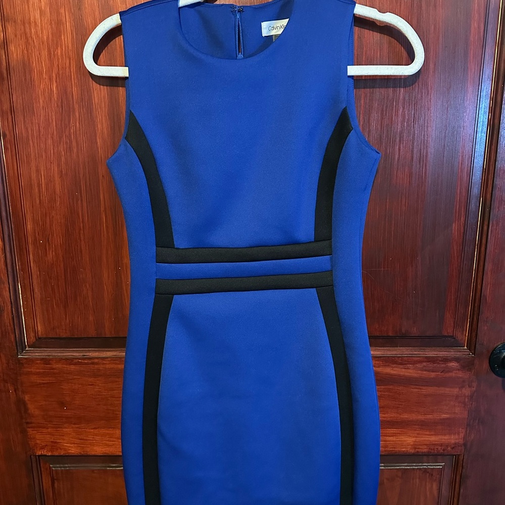 Calvin Klein Blue and Black Bodycon Mini Dress